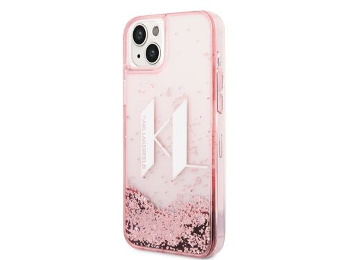 Coque pour Apple iPhone 14 Plus Glitter KL Paillettes flottantes Karl Lagerfeld Rose
