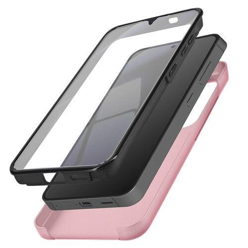 Coque Intégrale pour Samsung S24 Plus Rigide et Avant Souple Tactile Rose champagne