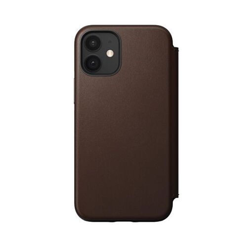 Étui Folio pour iPhone 12 Mini Rugged Magsafe avec Porte-cartes en Cuir Nomad Marron