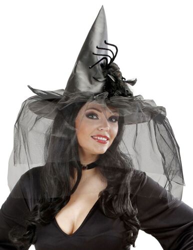 Chapeau Sorcière Avec Tulle Et Araignée Femme Halloween