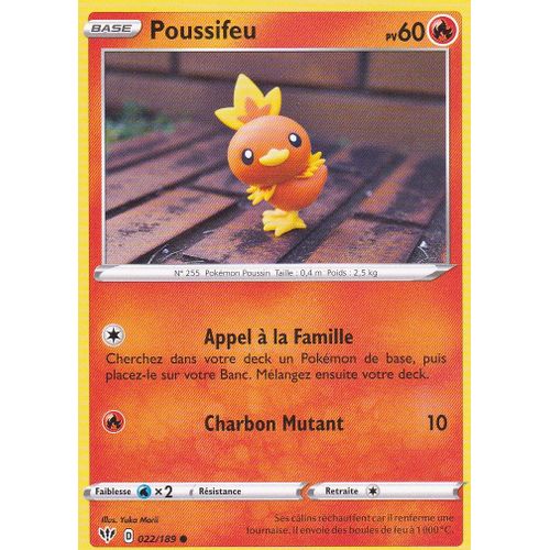 Carte Pokemon - Poussifeu - 22/189 - Épée Et Bouclier 3 Ténèbres Embrasées