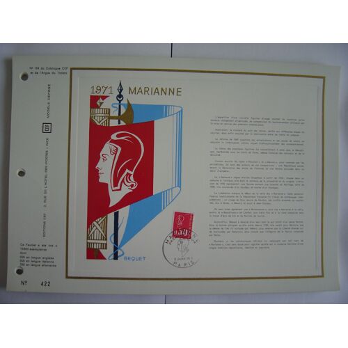 Fdc - Cef  De 1971 : Marianne De Bequet