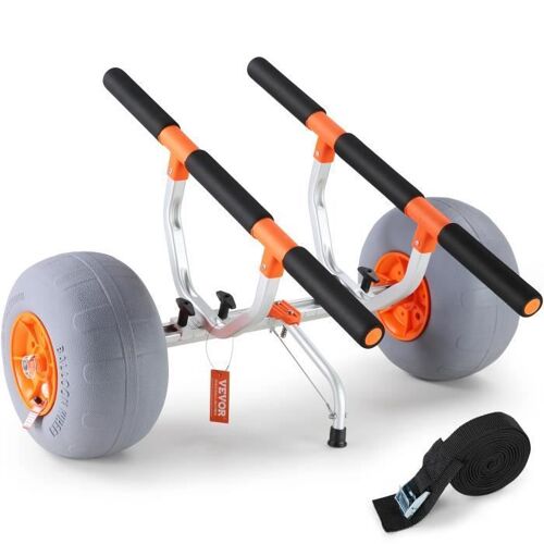 Vevor Chariot Transport Kayak Réglable Canoë Bateaux Pliable 160kg Roues 30,5cm