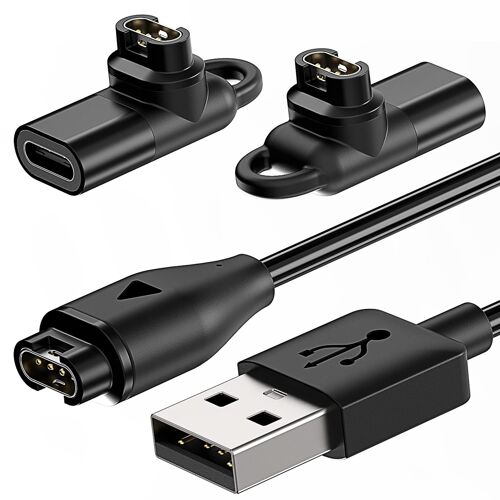 Câble De Charge Pour Montre Garmin Avec 2 Adaptateurs Type C, 1m Cordon De Charge Pour Garmin Fenix 7|7s|7x|6|6s|6x|5|5s, Forerunner 245|945, Instinct 2|2s, Vivoactive 4|4s|3, Vivosmart 5, Etc.
