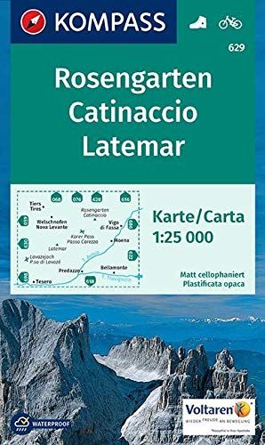 Kompass Wanderkarte 629 Rosengarten, Catinaccio, Latemar 1:25.000