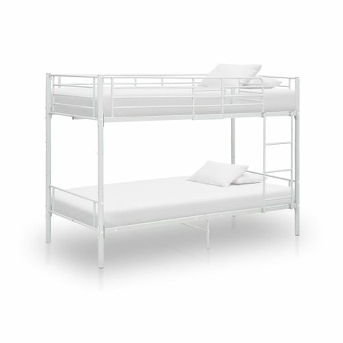 Vidaxl Lit Superposé Blanc Métal 90x200 Cm