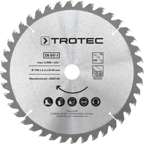 TROTEC Lames bois pour scie circulaire Ø 190 mm (40 dents) 3 pces