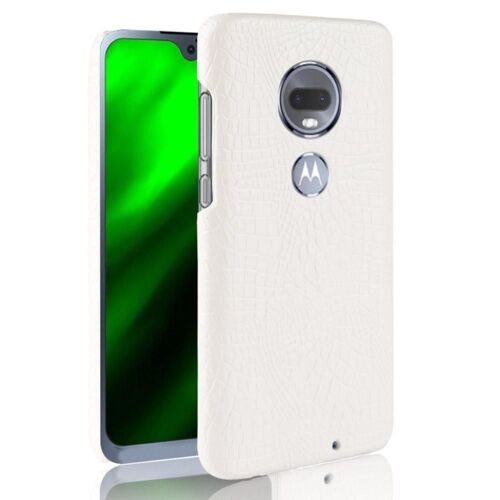 Classique Élégant Étui Pour Motorola Moto G7 Plus/G7 Mode Classique D'alligator Housse De Protection Anti Éraflure Compatibilité - Blanc