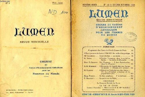 Lumen, 31 Numeros, 1920-1936 (Incomplet)