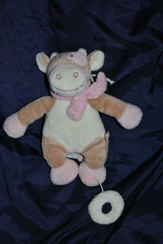 Noukies Noukie's Peluche Doudou Vache Lola Musical Beige Rose 19 Cm