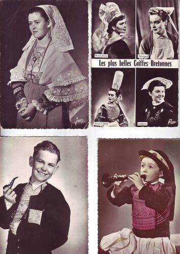 7 Cartes Postales De Bretagne . Coiffes . Costumes .