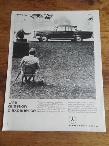 Publicité Années 1960 1970 Automobiles Mercedes- Benz Une Question D'expérience