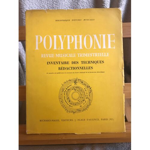 Revue Polyphonie Inventaire Des Techniques Rédactionnelles Éd Richard-Massé 1954