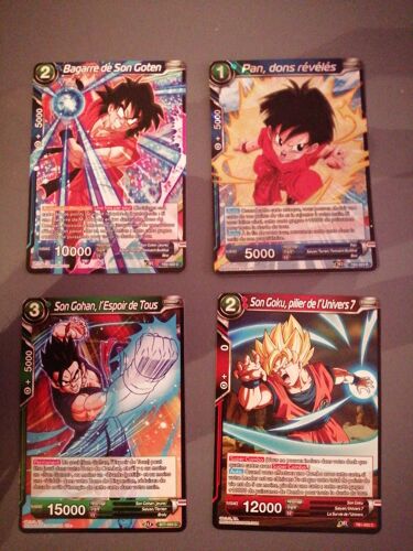 Lot De 4 Cartes Dragon Ball Super Goku, Goten, Pan, Gohan