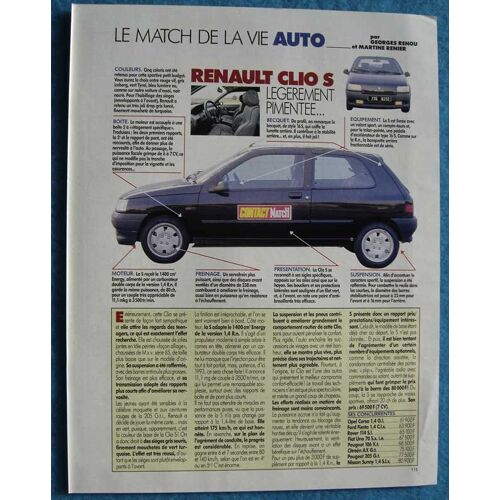 Publicité Papier - Voiture Renault Clio S De 1992