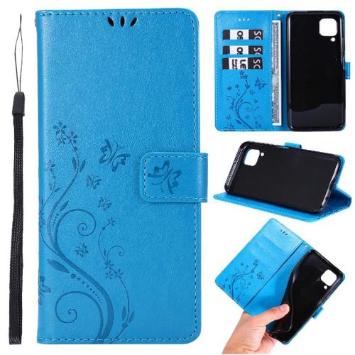 Filp Étui Pour Huawei P40 Lite Titulaire De La Carte Fermeture Magnétique Cuir Pu Sangle De Poignet Bicelle - Bleu