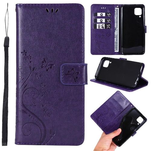 Filp Étui Pour Huawei P40 Lite Titulaire De La Carte Fermeture Magnétique Cuir Pu Sangle De Poignet Bicelle - Violet Foncé