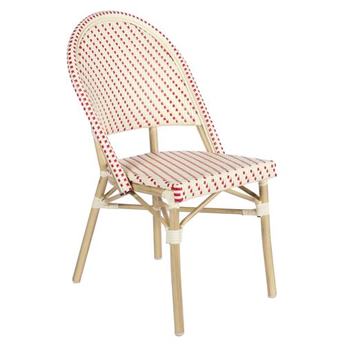 Chaise De Terrasse Bistrot Parisien En Aluminium Et Rotin Rouge