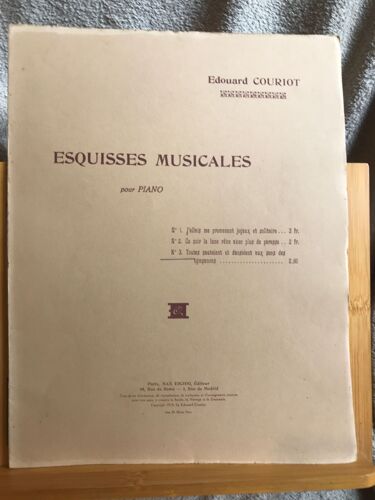Edouard Couriot Esquisse Musicale N°3 Pour Piano Partition Éd. Max Eschig 1919