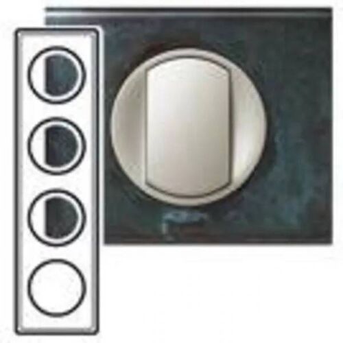 PLAQUE MATIERE 4P CUIR TEXTURE LEGRAND 069404 (verre titane - 71 mm - 4 postes