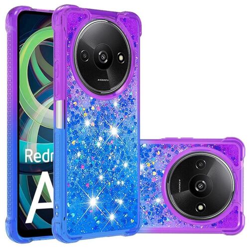 Étui Pour Xiaomi Redmi A3 Pare-Chocs, Paillettes Liquides Cristal Brillant Bling Drôle - Bleu Violet