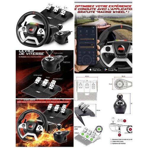 Volant de jeu Bluetooth + Pédales ¿ SPIRIT OF GAMER - PRO Race Pro 1080RS - Pour Xbox-PS4-PC - Pédales incluses ¿ Vibration-Boite