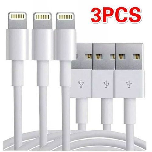 Câble iPhone Chargeur Lot de 3 compatible avec Apple Câble Lightning 2M Charge Rapide pour iPhone Se 2020 iPhone 11 Pro X XS Max XR 8 Plus 7 Plus 6s Plus Se 5s iPad-Blanc