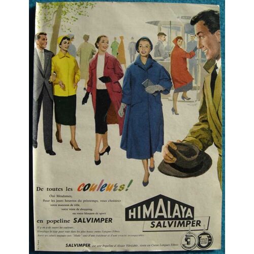 Publicité Papier - Mode, Vêtements En Popline Salvimper D'himalaya De 1956