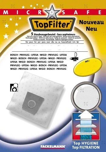 Top Filter - 67475 - Sac Aspirateur Microsafe En Non-Tissé Pour Aeg Progress Tornado