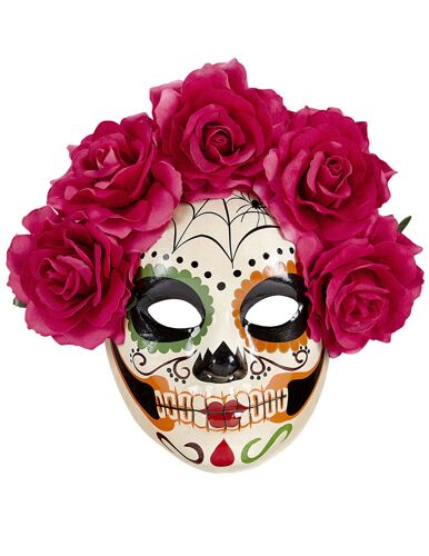 Masque Dia De Los Muertos Roses Rouges Adulte Taille Unique