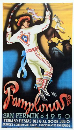 Affiche San Firmin Pampelune 1950