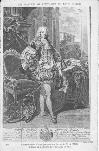 Les Maîtres De L'estampe Au 18ème Siècle - Joachim , François Bernard Potier - Reproduction D'une Gravure Au Burin De Petit , D'après La Peinture De Van Loo - Tbe - Ref 060901
