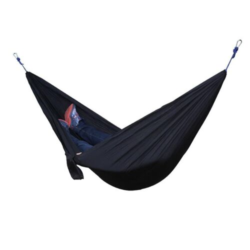 Simple Double Hamac Adulte Randonnée En Plein Air Voyage Survie Chasse Couchage Portable Avec 2 Sangles Mousqueton, Noir