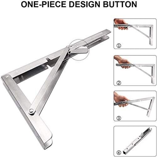 2pcs Équerre Pliante 400mm Équerre Étagère Murale en Acier Inoxydable Métal Étagères Pliable Support en forme de L,16inch