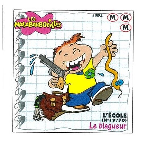 Image Vignette Bubble Gum Chewing Gum Malabar Malabouilles L'école N°19 Le Blagueur - Dessin Curd Ridel - 1999 - 6x6,5 Cm