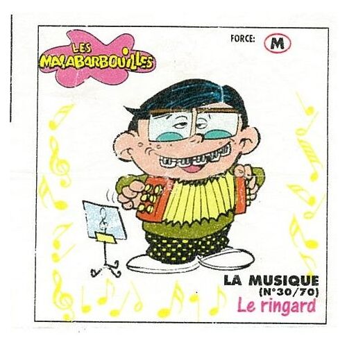 Image Vignette Bubble Gum Chewing Gum Malabar Malabouilles La Musique N°30 Le Ringard - Dessin Curd Ridel - 1999 - 6x6,5 Cm