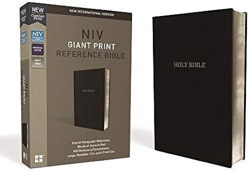Niv, Reference Bible, Giant Print, Leather-Look, Black, Red Letter Edition, Comfort Print