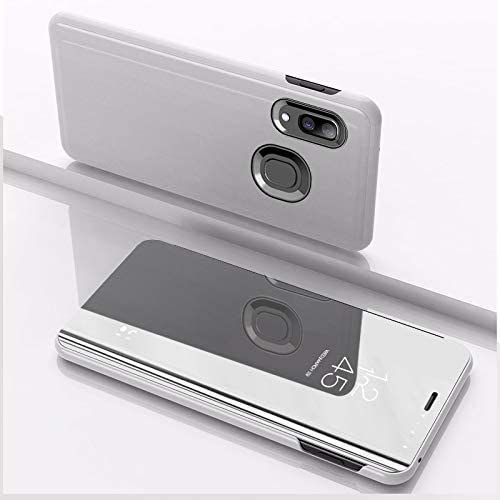 Poseedor-M Compatible avec Xiaomi Mi 11T Pro Coque Clear View Case Etui Flip Clair Housse Plating Mirror Téléphone Portable Couverture Standing Coque pour Xiaomi Mi 11T.Mirror Silver QHM6206
