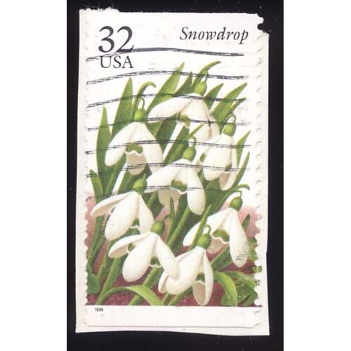 Timbre U S A, Snowdrop, 32 Cents, Oblitéré