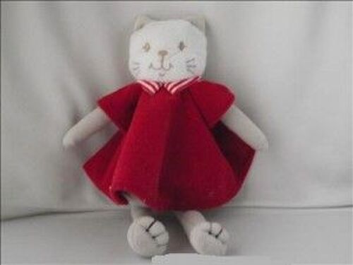 Doudou Peluche Chat Sucre D'orge Robe Rouge