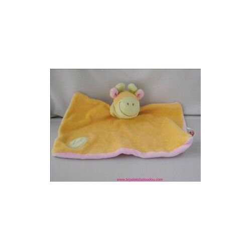 Doudou Peluche Vache Girafe Tex Plat Jaune Rose