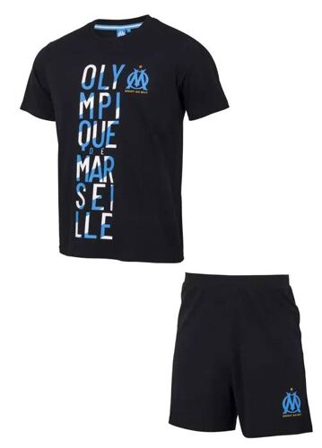 Xl - Pyjashort - Olympique De Marseille - Noir - Coton - Officiel - Adulte