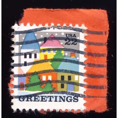 Timbre U S A, Greetings, Petit Village, 22 Cents, Oblitéré