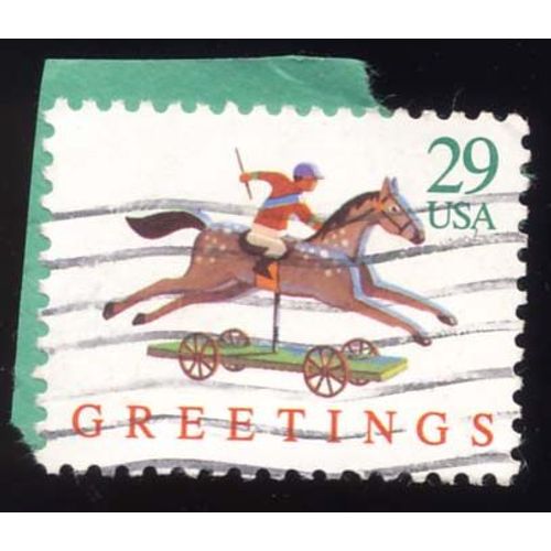 Timbre U S A, Greetins Jockey, 29 Cents, Oblitéré