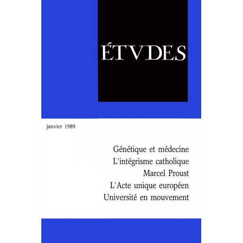 Etudes Tome 370 N 4 Avril 1989