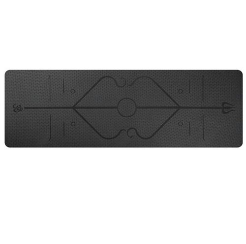 Tapis De Yoga En Tpe Avec Ligne Antidérapante Pour Tapis De Gymnastique De Fitness Environnemental Pour Débutants, Noir