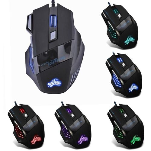 USB filaire souris Gamer 7 couleurs coloré LED souris de jeu optique 5500 DPI 7 boutons rétro éclairage souris pour ordinateur portable ordinateur de bureau