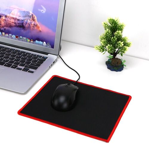 Tapis de souris de jeu en caoutchouc, 25x21CM, noir, rouge, bord de verrouillage, vitesse, pour PC, nouveau