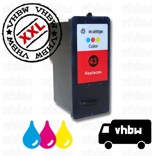 vhbw Cartouche d'encre Cyan/Magenta/Jaune remplacement pour Lexmark 18Y0141E, 18Y0143, 18Y0341E, 18YX143E, 41a, 41, 43 (rechargeable, 18 ml)