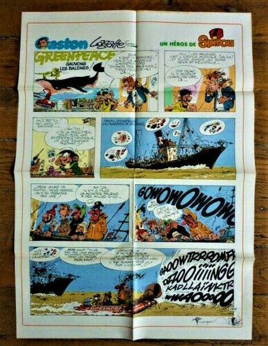 Spirou N° 2307 ( Hebdomadaire ## 1er Juillet 1982 ) : - 1 Poster " Géant " Recto / Verso ( Recto : Franquin Gaston Lagaffe & Greenpeace )